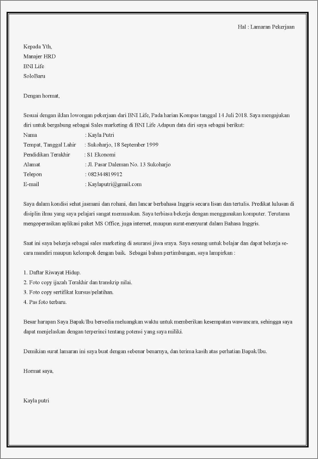 Contoh Surat Permohonan Magang Kelompok