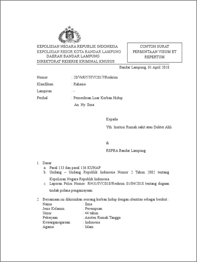 Contoh Surat Permohonan Meminta Ahli