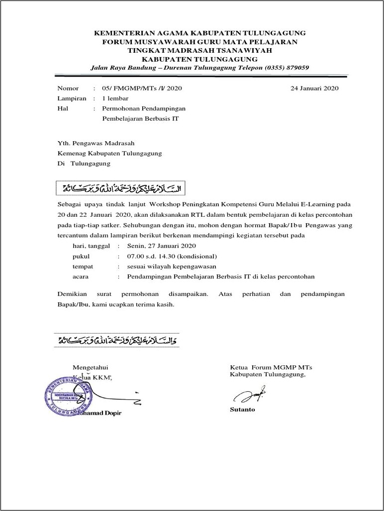 Contoh Surat Permohonan Mendampingi Acara