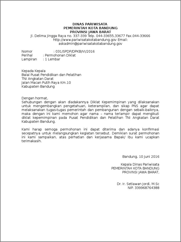 Contoh Surat Permohonan Mengikuti Acara