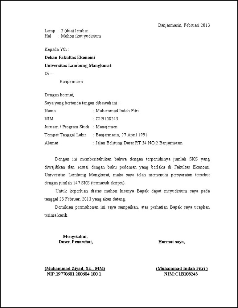Contoh Surat Permohonan Mengikuti Skripsi