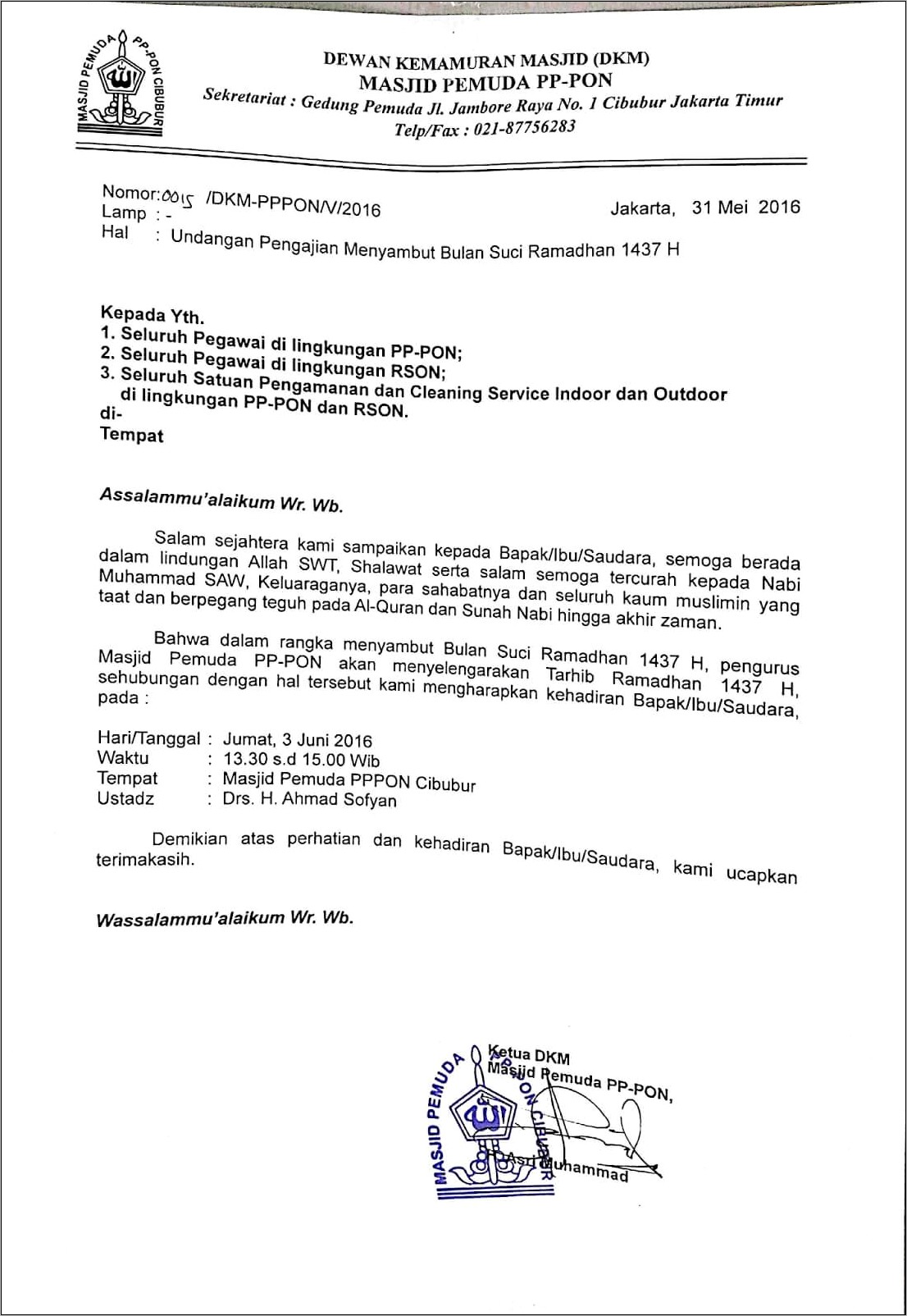 Contoh Surat Permohonan Mengisi Acara Bukbe Ramadhan Di Iainu