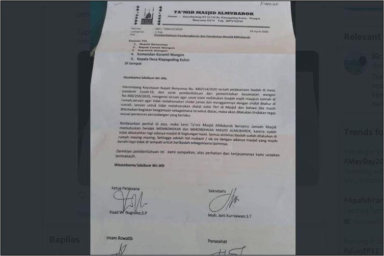Contoh Surat Permohonan Mengisi Tausiah Dan Imam Shalat Tarawih