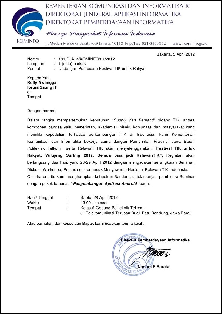Contoh Surat Permohonan Menjadi Moderator
