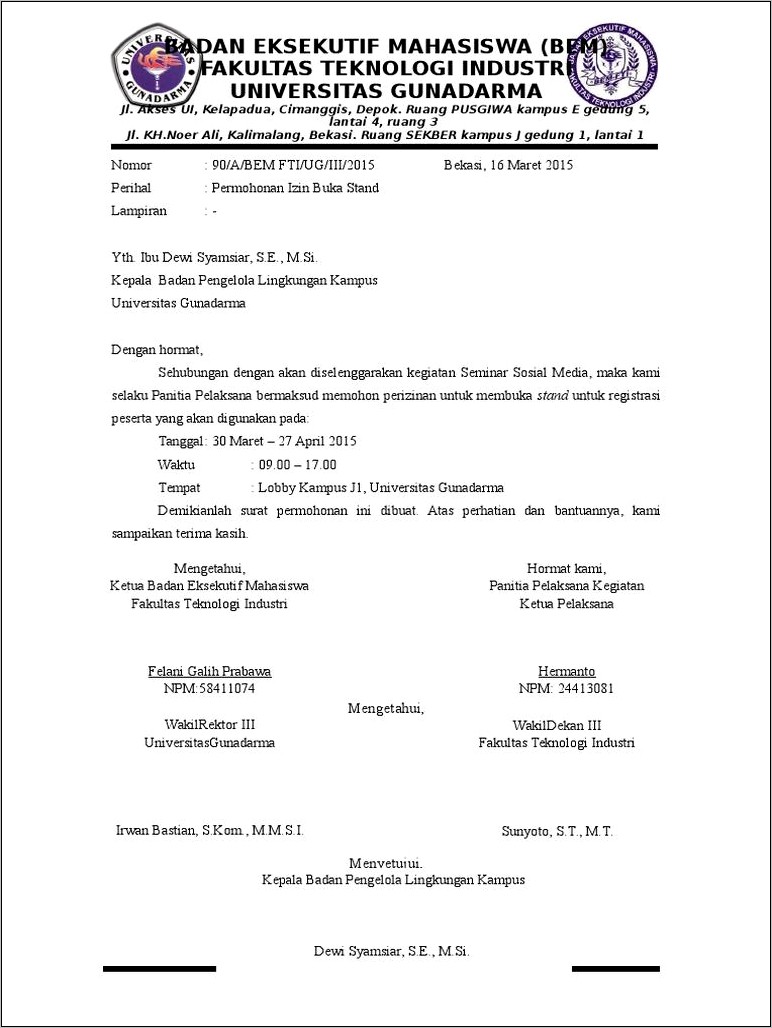 Contoh Surat Permohonan Menjadi Pembuka Acara