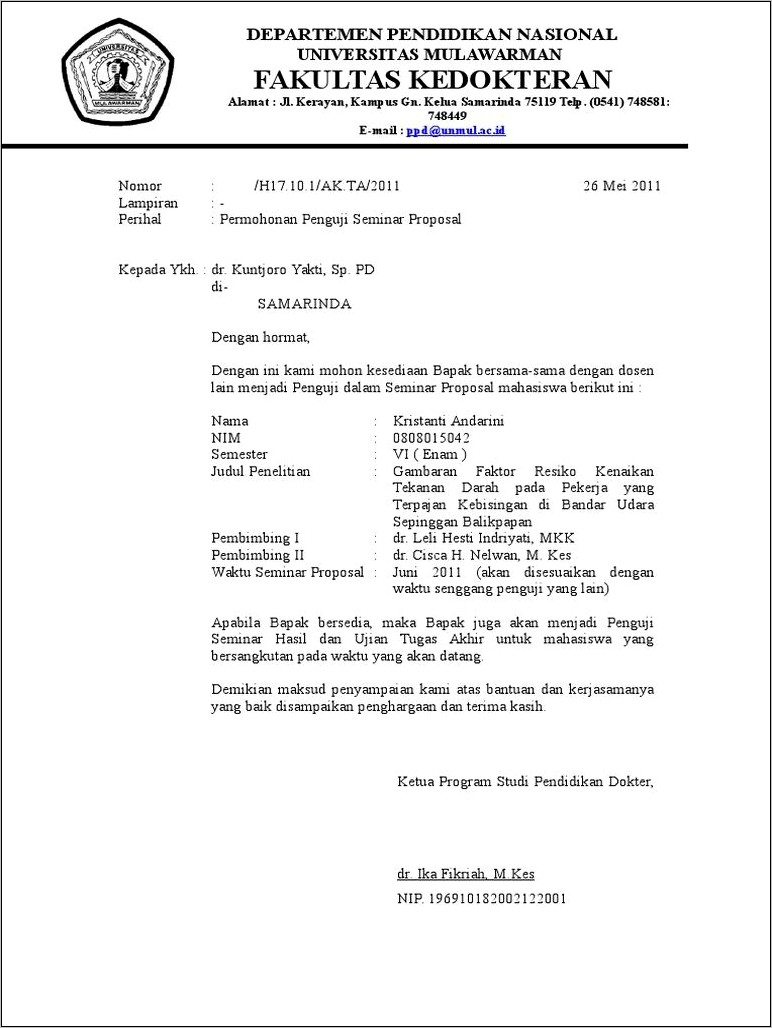 Contoh Surat Permohonan Menjadi Penguji