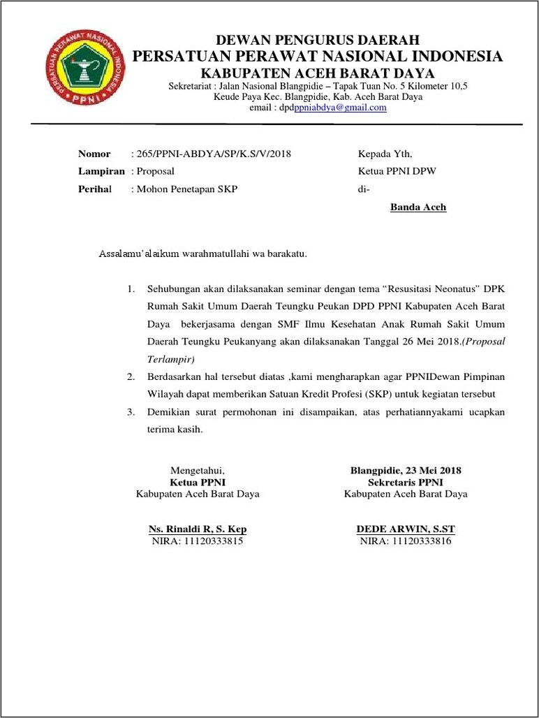 Contoh Surat Permohonan Menjadi Tuan Rumah