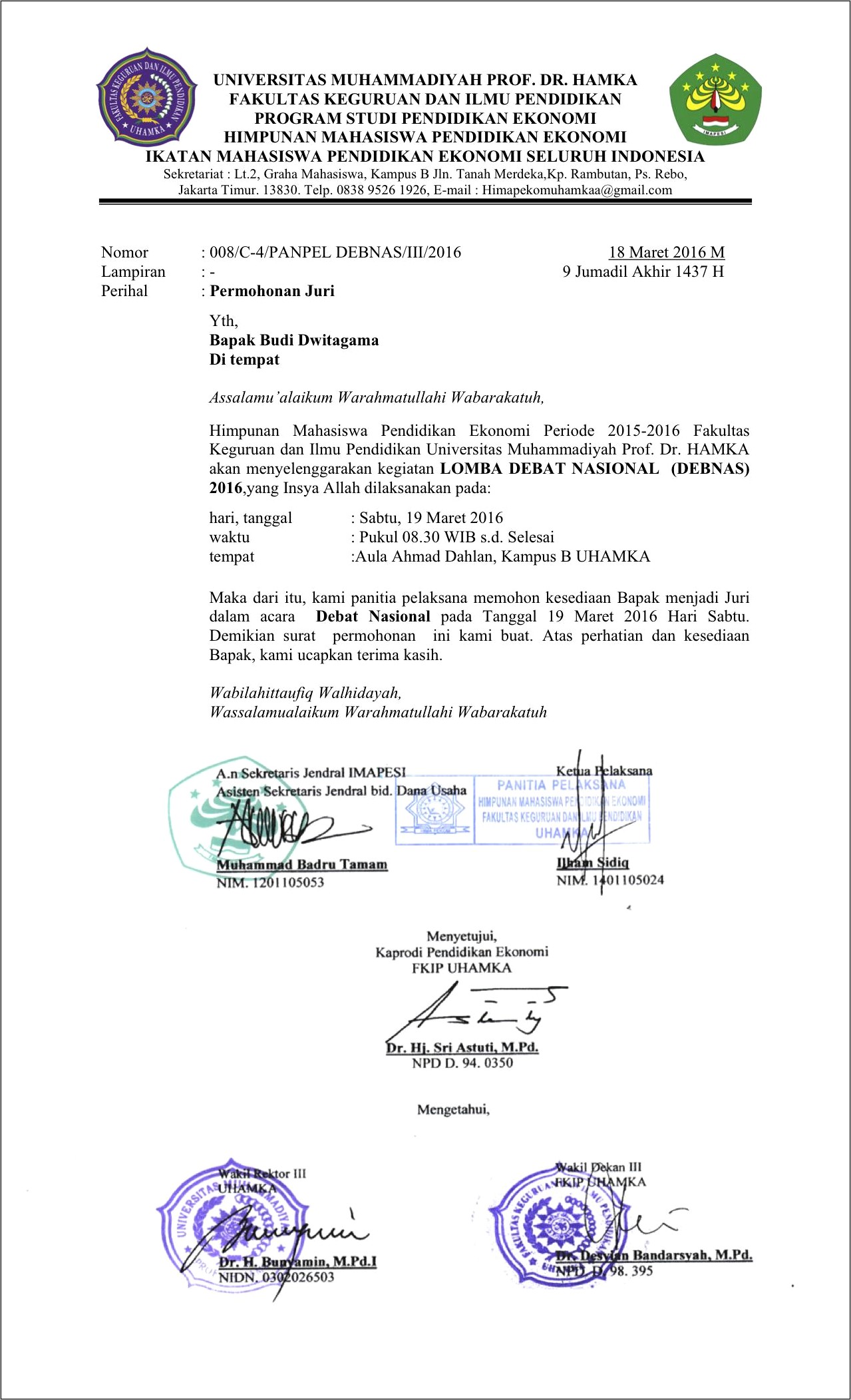 Contoh Surat Permohonan Mgmp