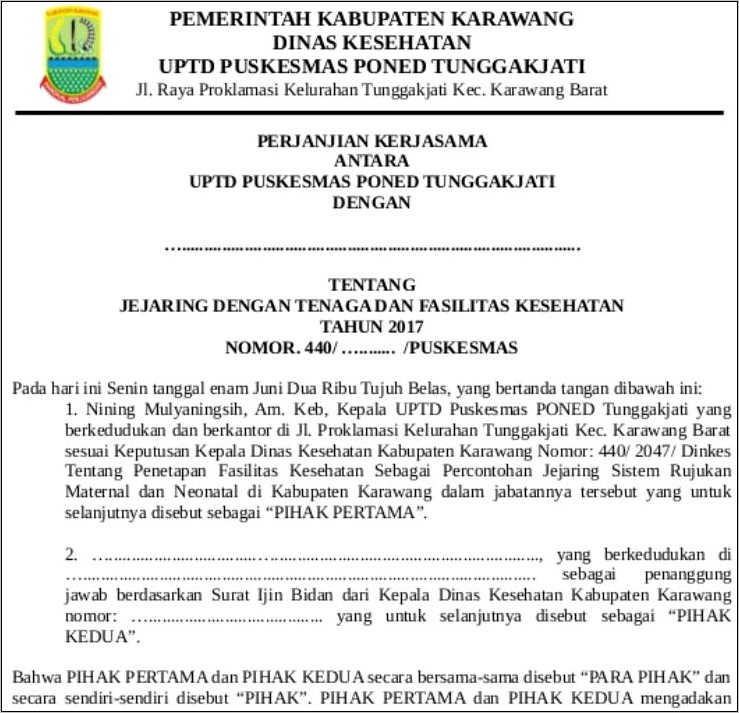 Contoh Surat Permohonan Mou Ke Dinas Kesehatan Ttg Pkl