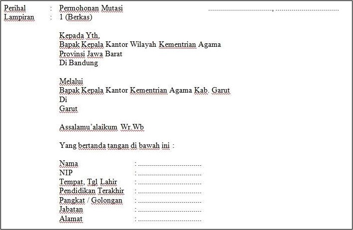 Contoh Surat Permohonan Mutasi Paspor