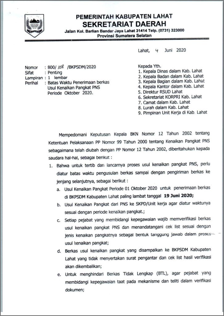 Contoh Surat Permohonan Naik Pangkat