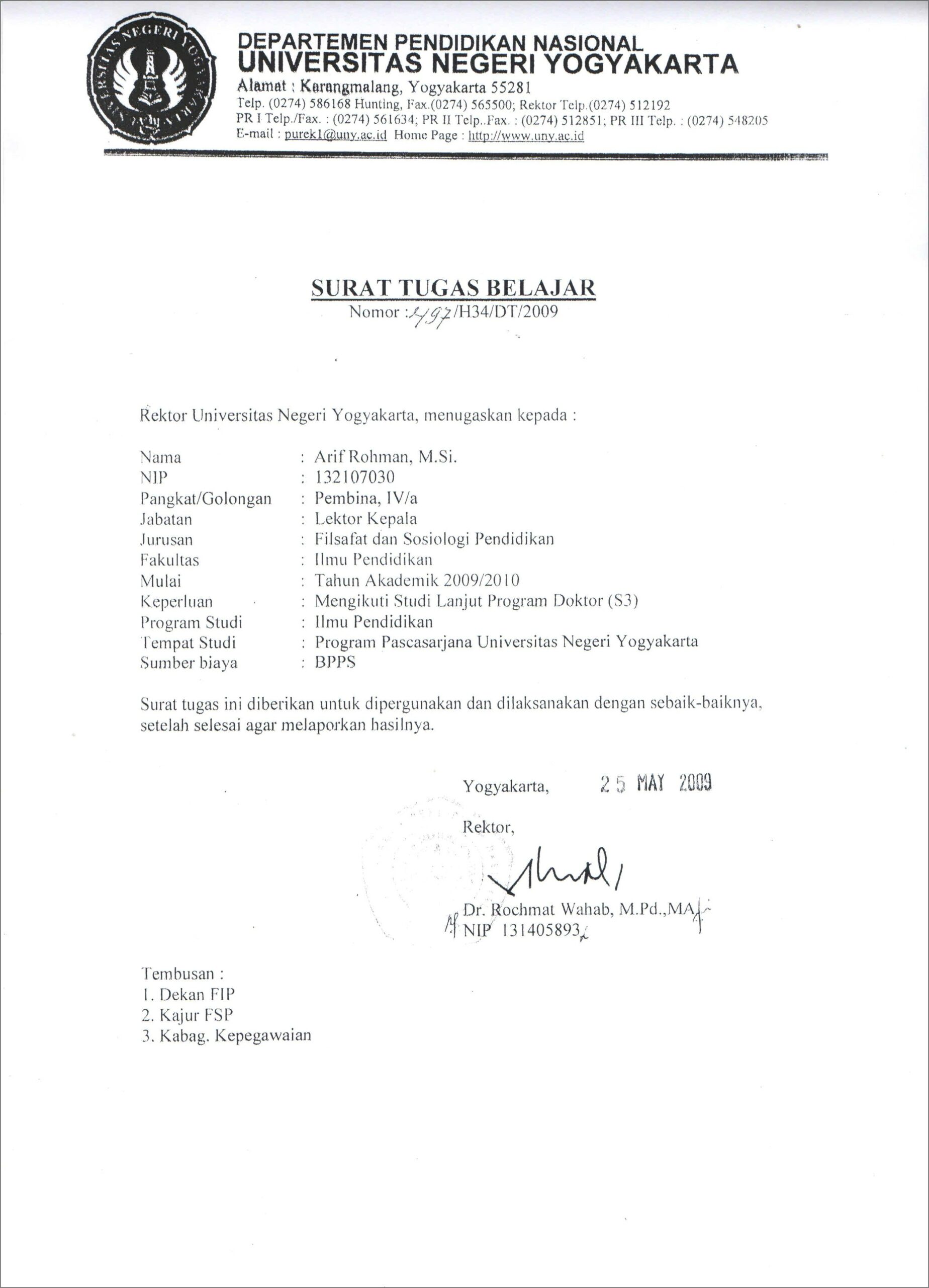 Contoh Surat Permohonan Narsum Ugm