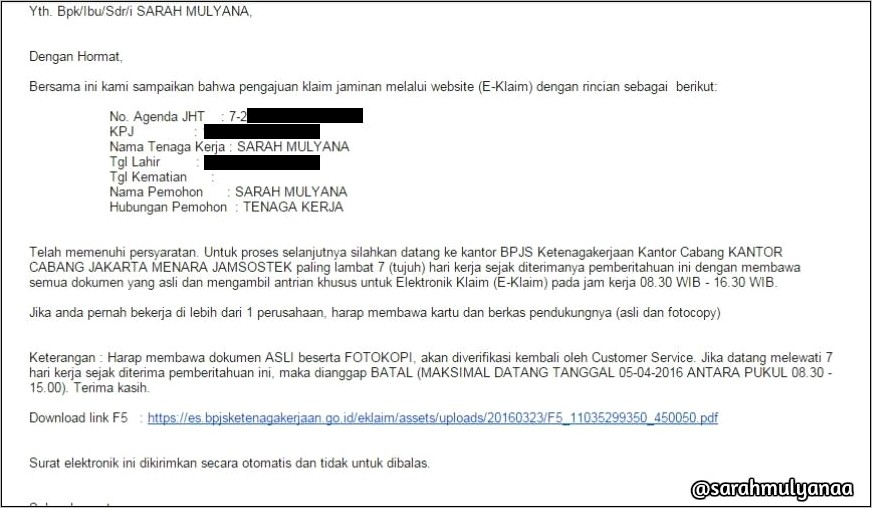 Contoh Surat Permohonan Non Aktif Bpjs Ketenagakerjaan