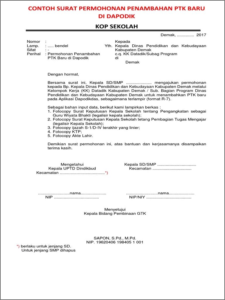 Contoh Surat Permohonan Oprator
