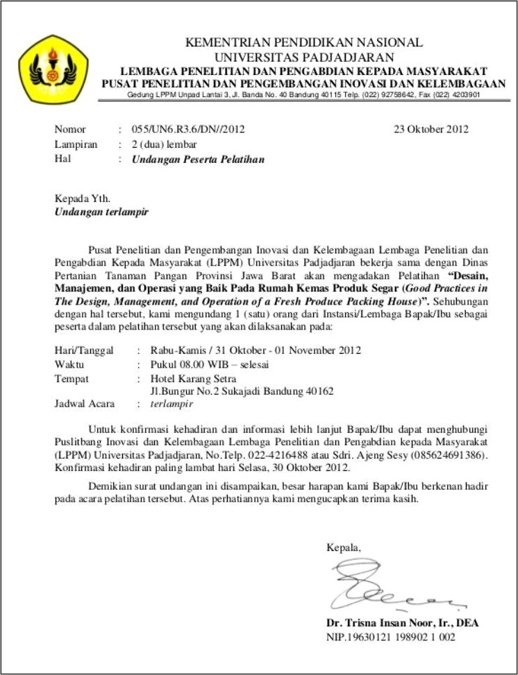 Contoh Surat Permohonan Pelatihan K3 Contoh Surat Permohonan - Riset