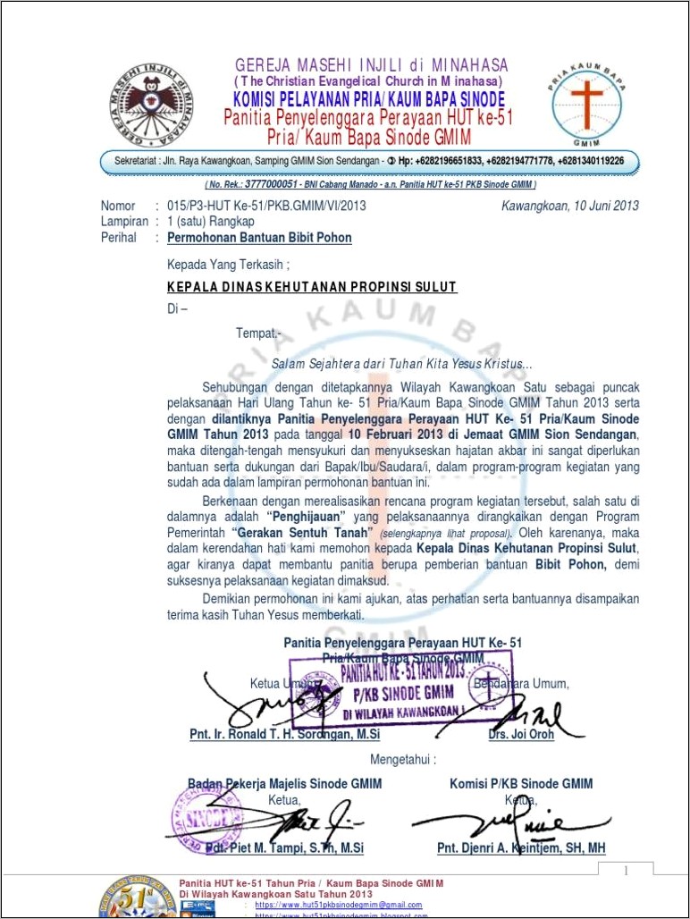 Contoh Surat Permohonan Pelayanan Firman Dalam Acara Natal
