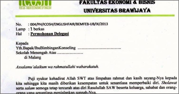 Contoh Surat Permohonan Pelayanan