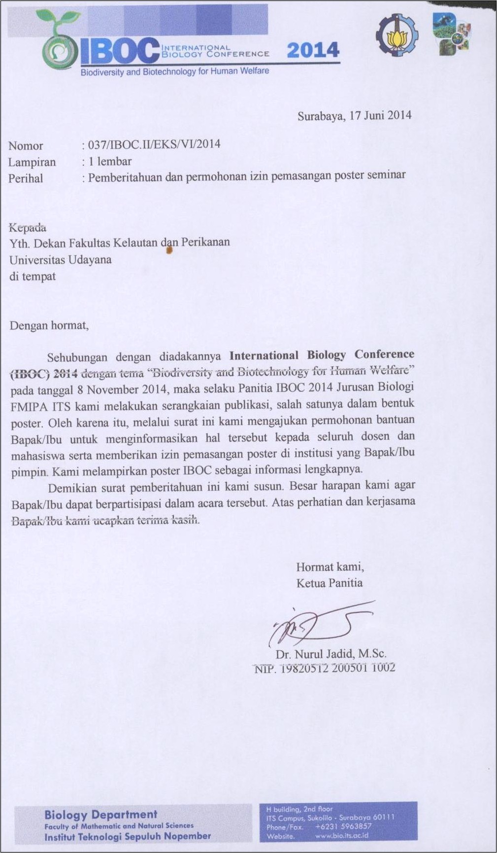 Contoh Surat Permohonan Pemasangan Acara Di Web