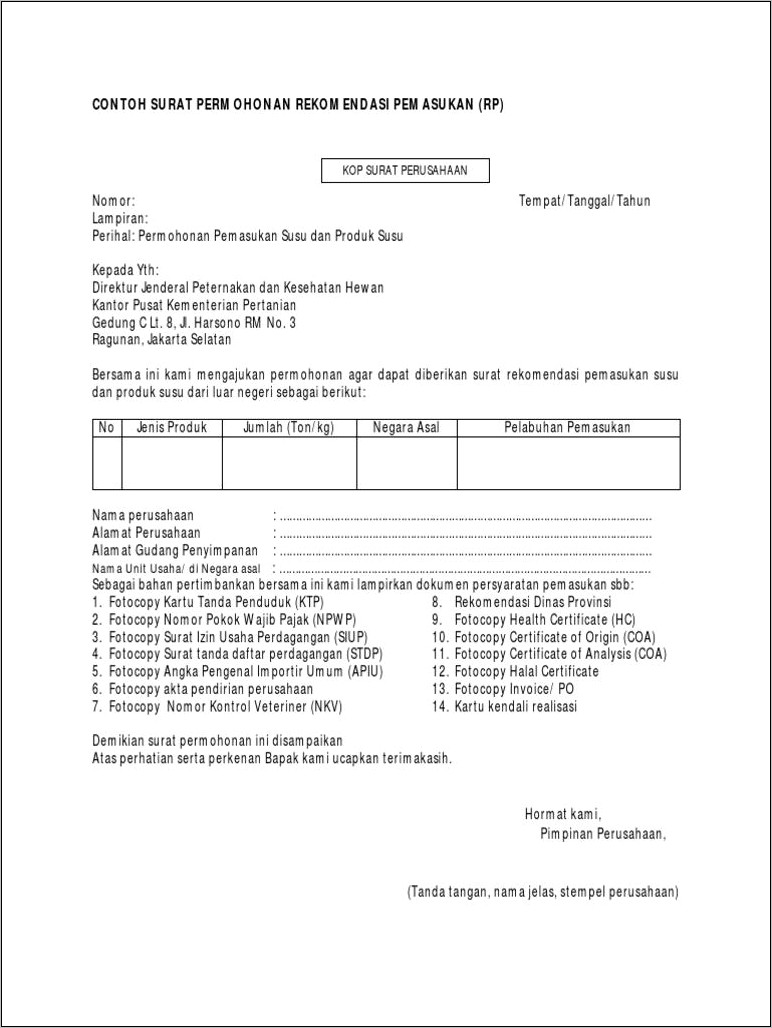 Contoh Surat Permohonan Pemasukkan Untuk Skkh