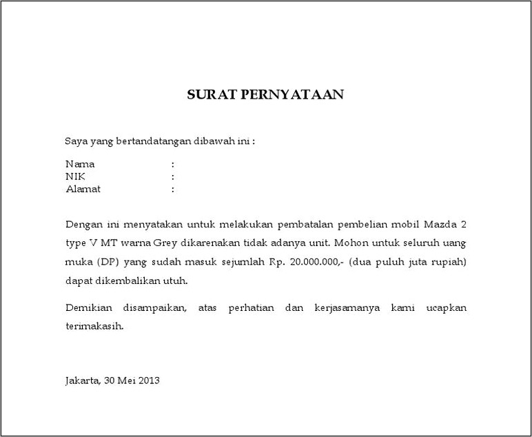 Contoh Surat Permohonan Pembatalan Pengiriman Bahan Bakar Minyak