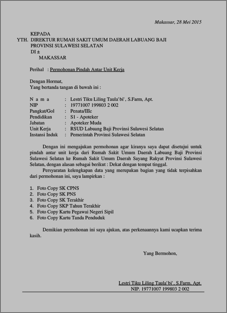 Contoh Surat Permohonan Pembatalan Sk Pangkat