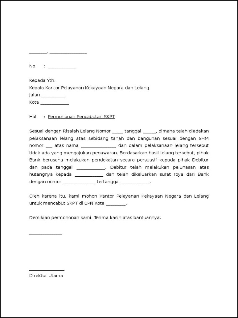 Contoh Surat Permohonan Pembatalan Skpkb
