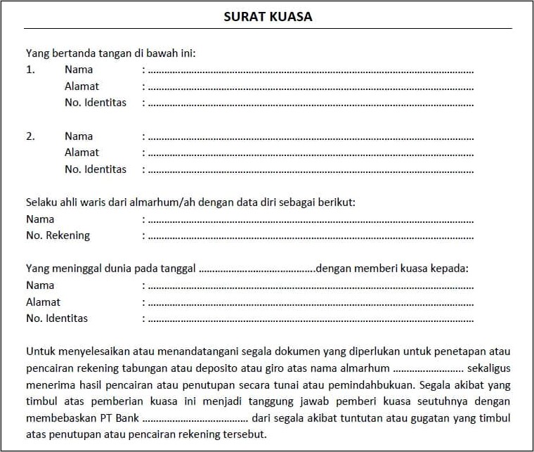 Contoh Surat Permohonan Pemblokiran Nomor Rekening Atm Bri