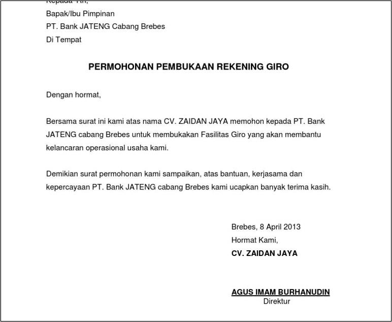 Contoh Surat Permohonan Pemblokiran Rekening Bca Ke Bni