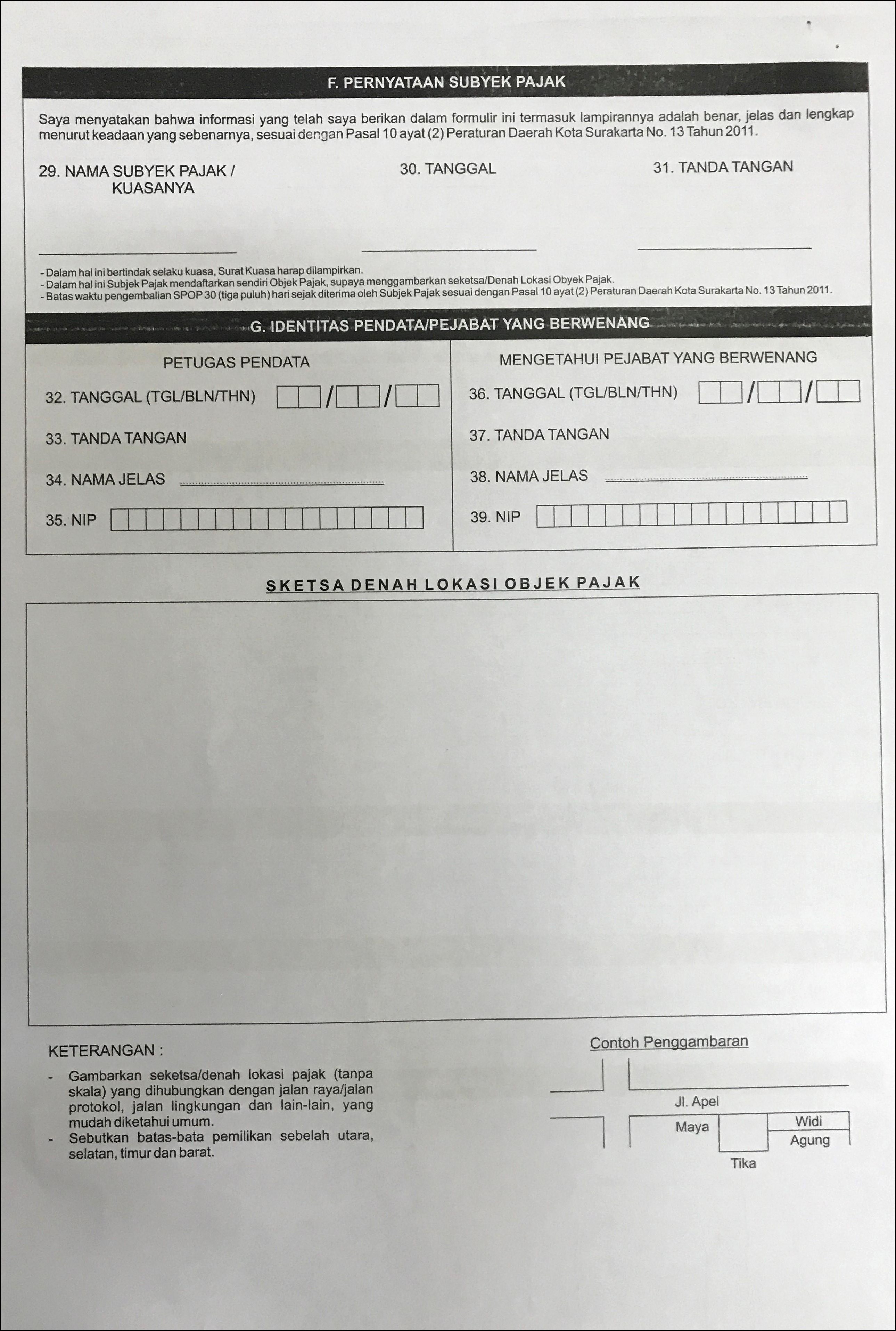 Contoh Surat Permohonan Pemecahan Pbb