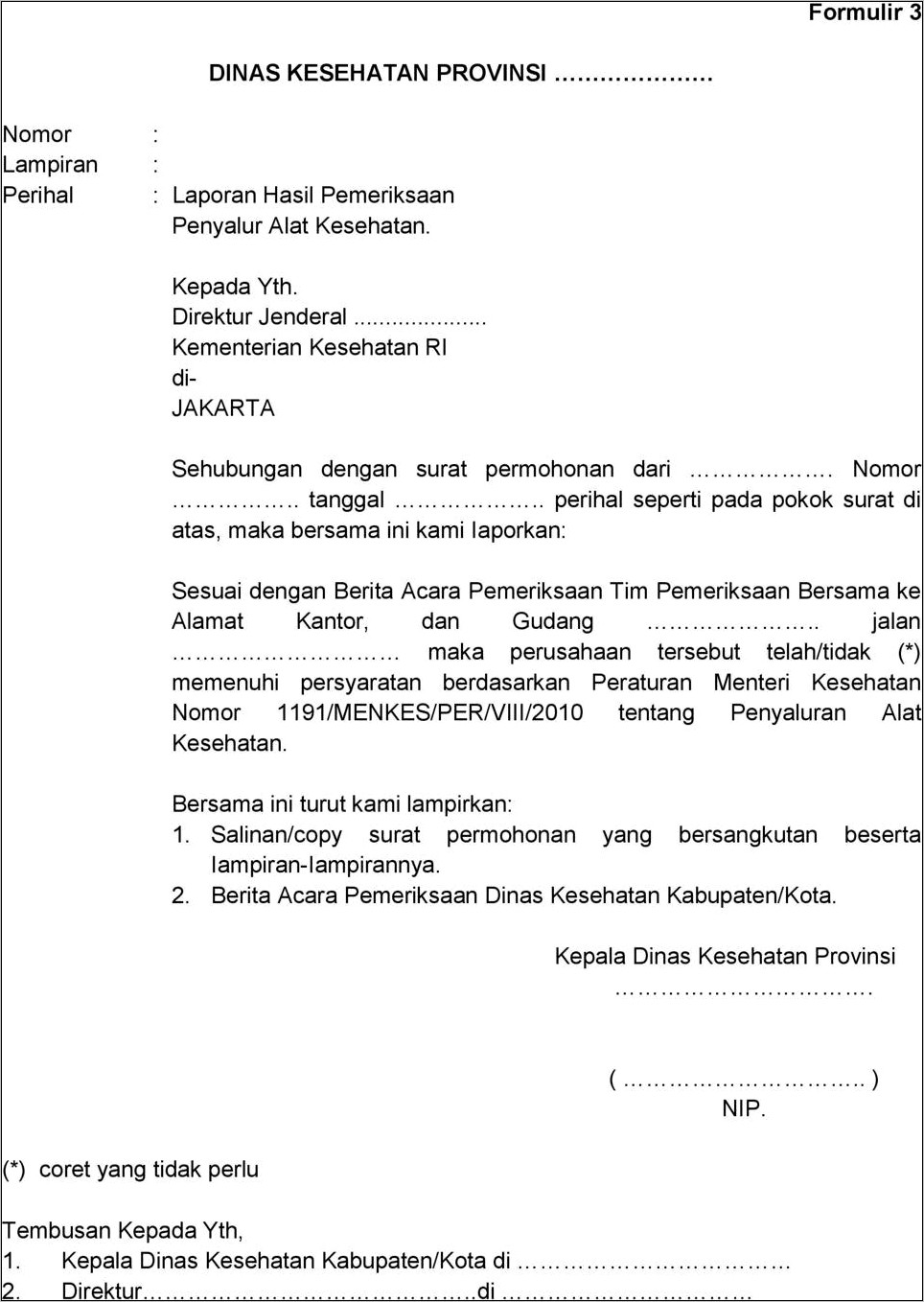 Contoh Surat Permohonan Pemeriksaan Barang Pengadaan