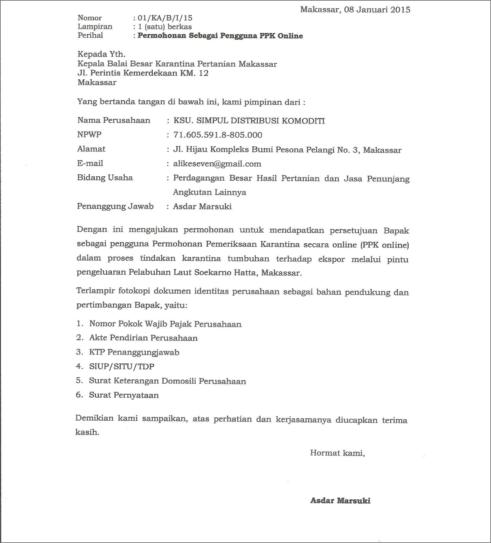 Contoh Surat Permohonan Pemeriksaan Dari Penyedia Ke Ppk