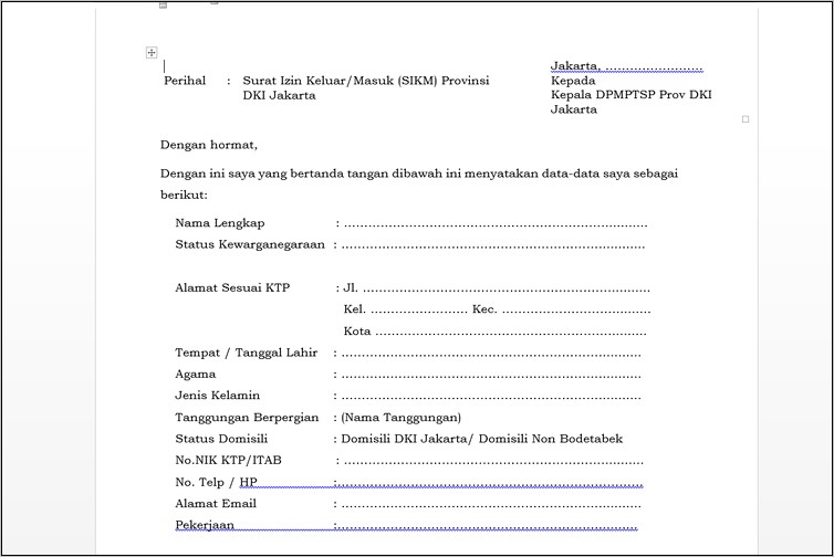 Contoh Surat Permohonan Pemeriksaan Kualitas Udara
