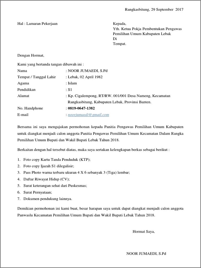 Contoh Surat Permohonan Pemilihan Bpd