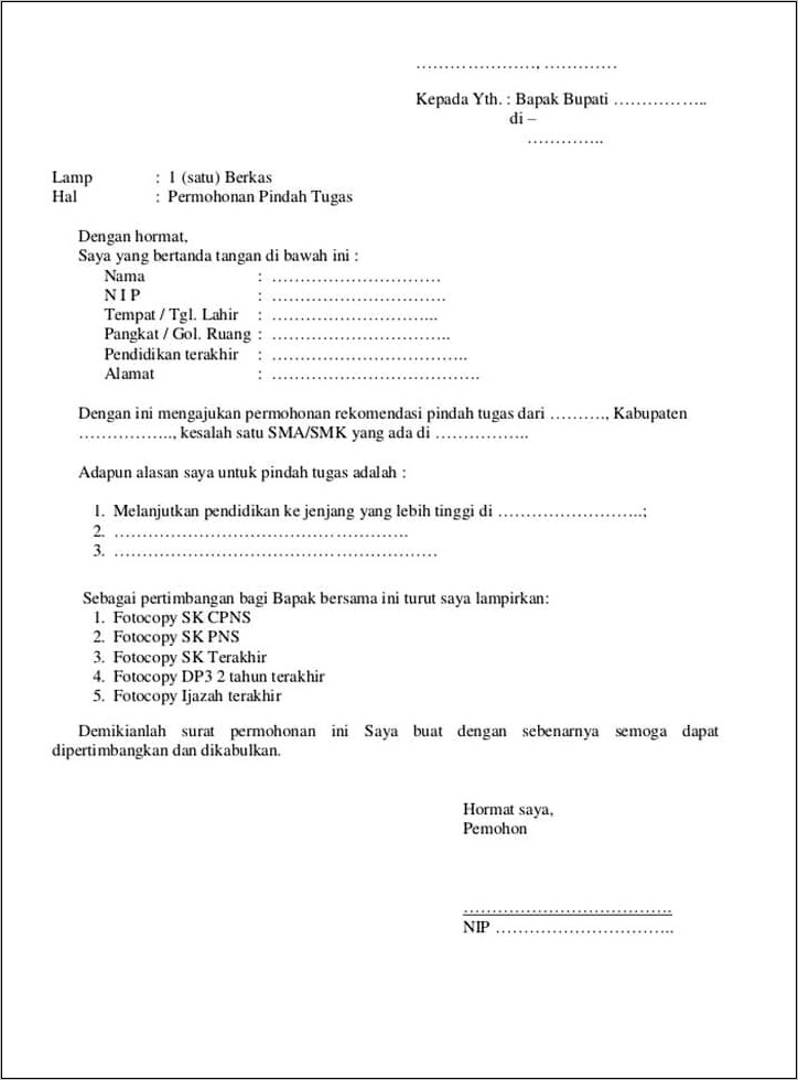 Contoh Surat Permohonan Pemindahan Rekening Bank