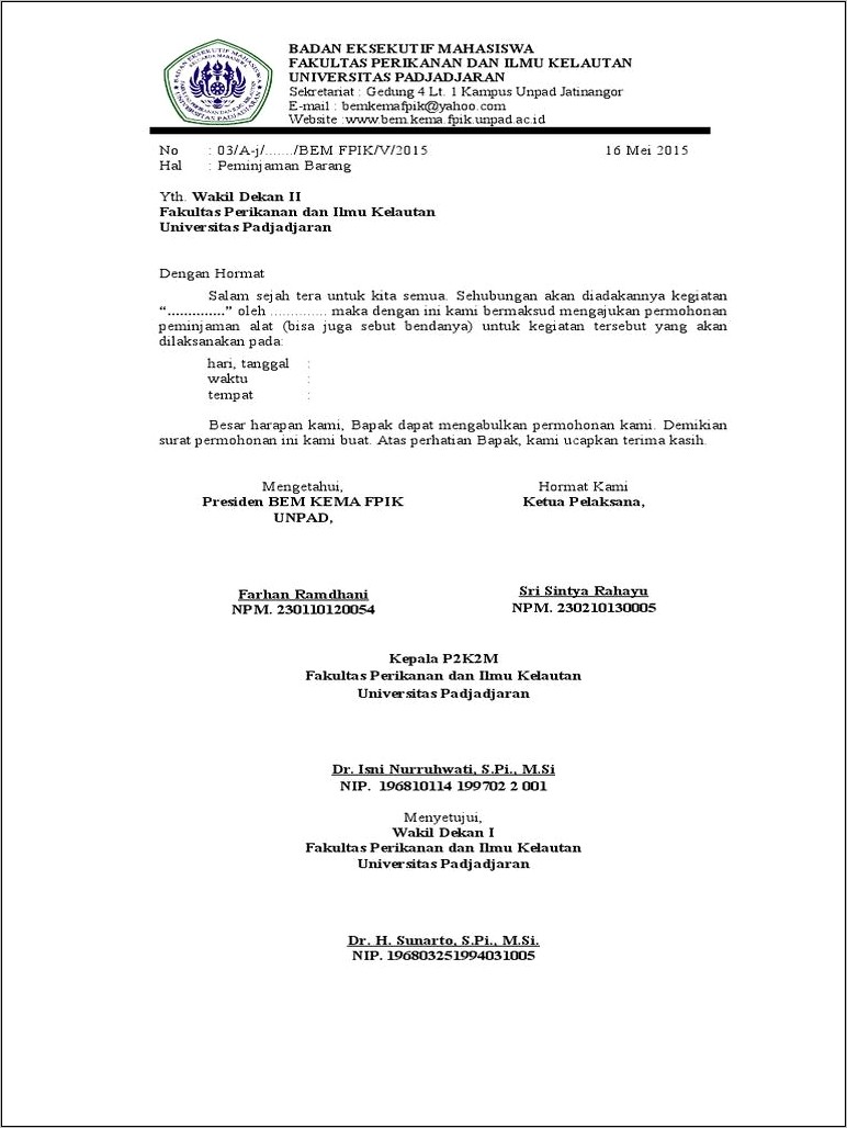 Contoh Surat Permohonan Peminjaman Alat Ukur Penelitian
