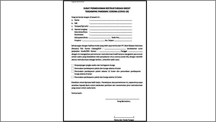 Contoh Surat Permohonan Peminjaman Jaminan