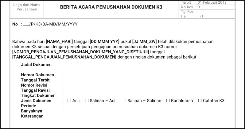 Contoh Surat Permohonan Pemusnahan Barang