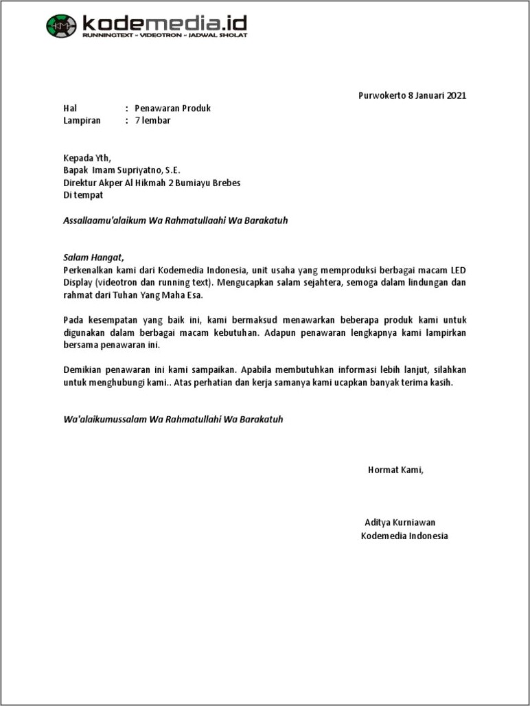 Contoh Surat Permohonan Penayangan Videotron