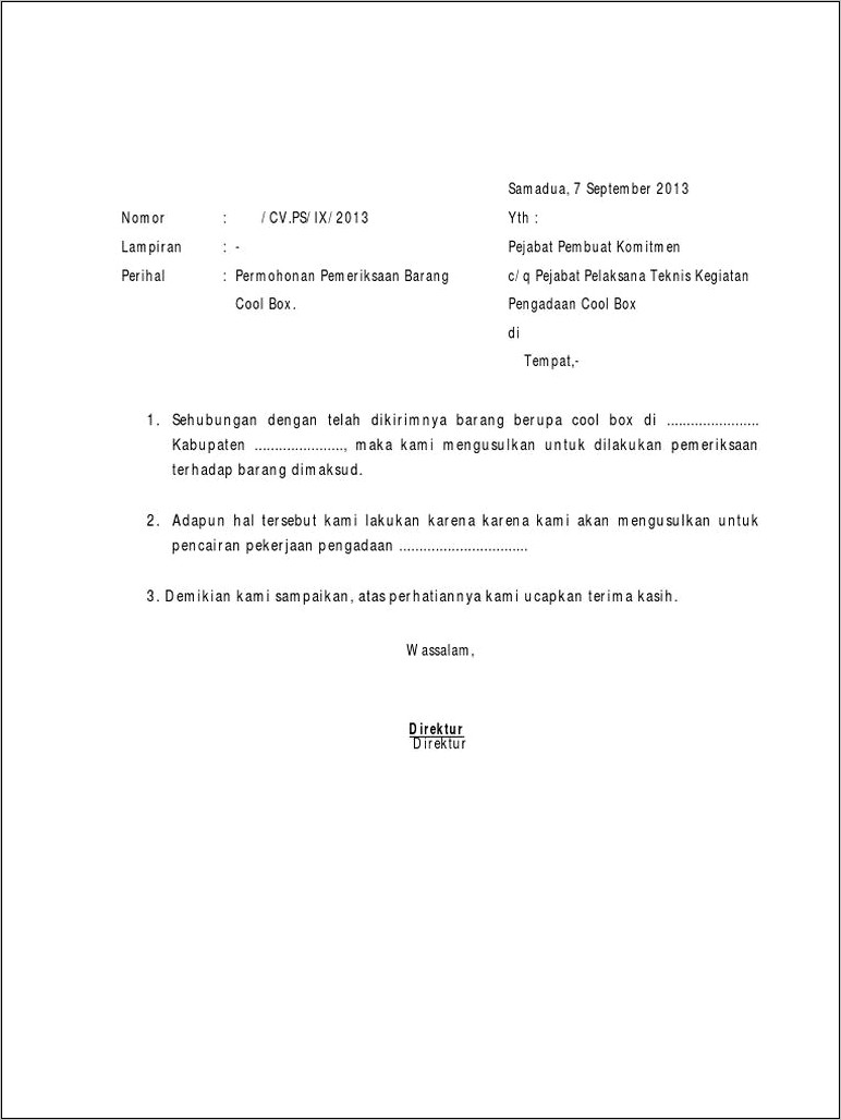 Contoh Surat Permohonan Pencairan Dana Swakelola