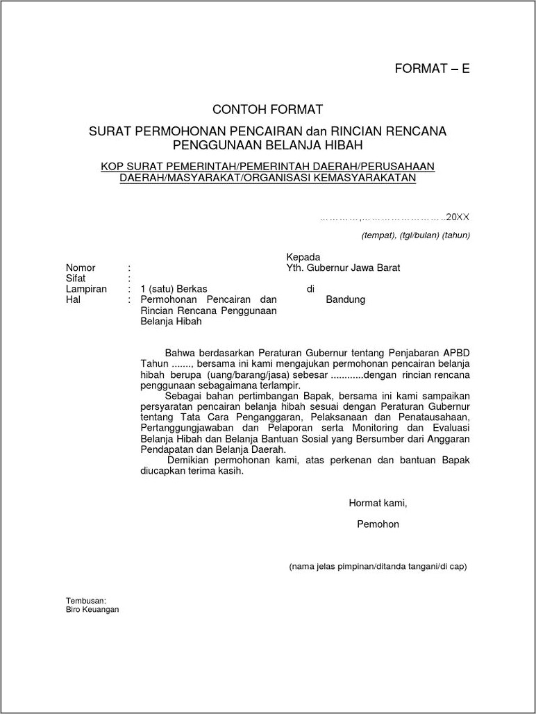 Contoh Surat Permohonan Pencairan Terakhir