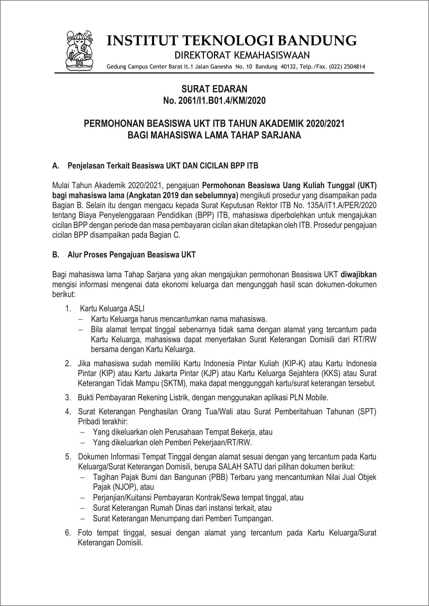 Contoh Surat Permohonan Pencicilan Uang Kuliah