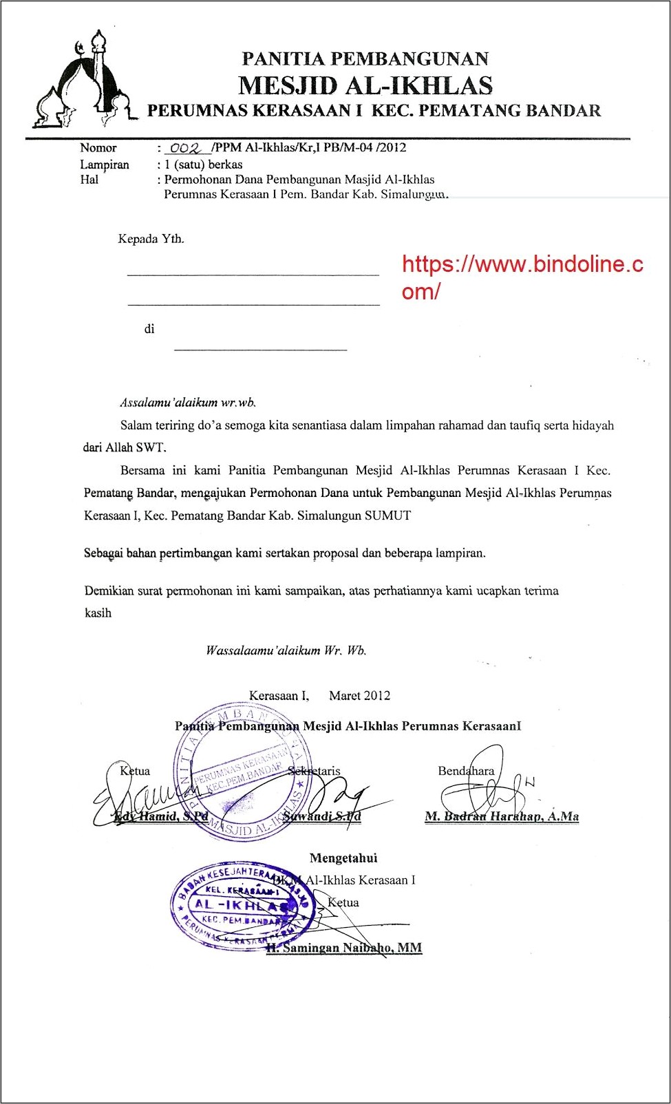 Contoh Surat Permohonan Pendampingan Renovasi Sekolah