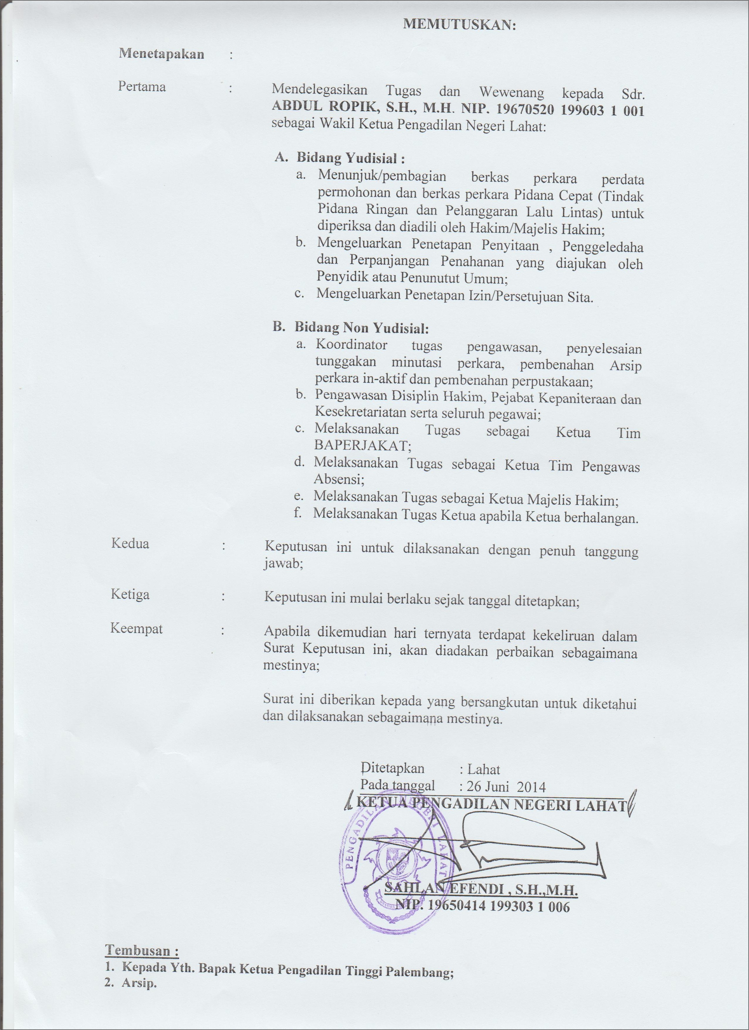 Contoh Surat Permohonan Pendelegasian Anggota