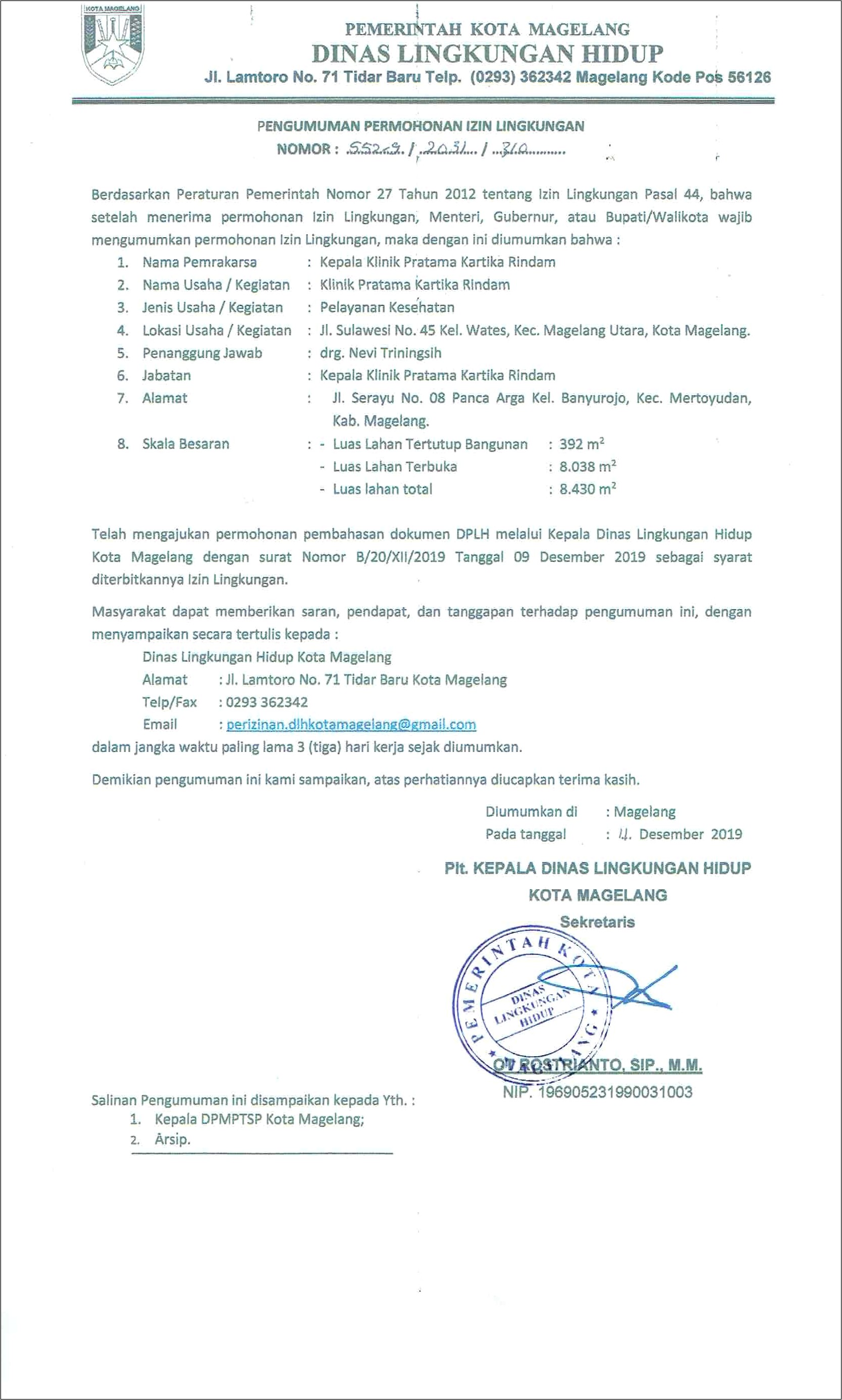 Contoh Surat Permohonan Penebangan Pohon
