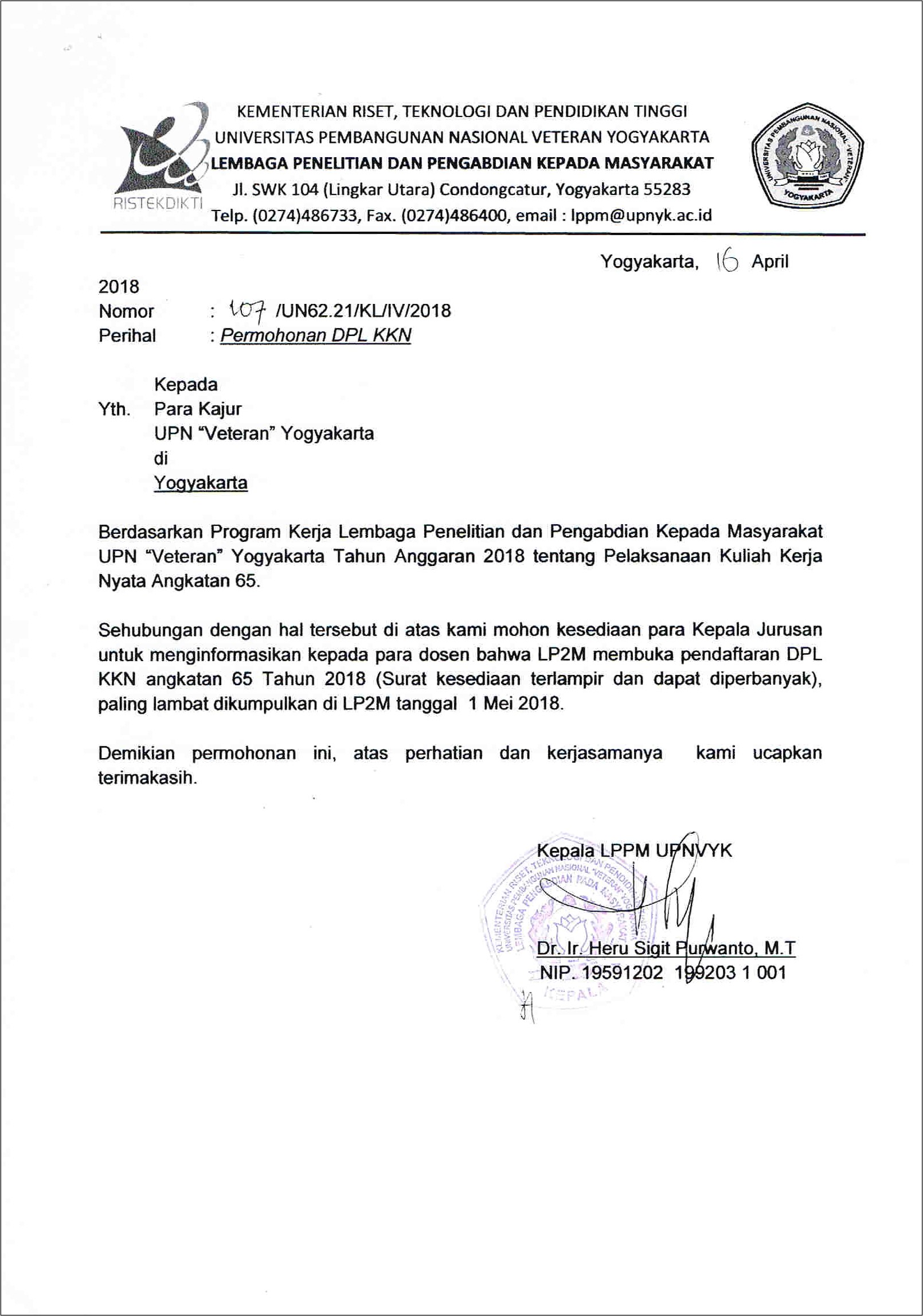 Contoh Surat Permohonan Penelitian Kuliah