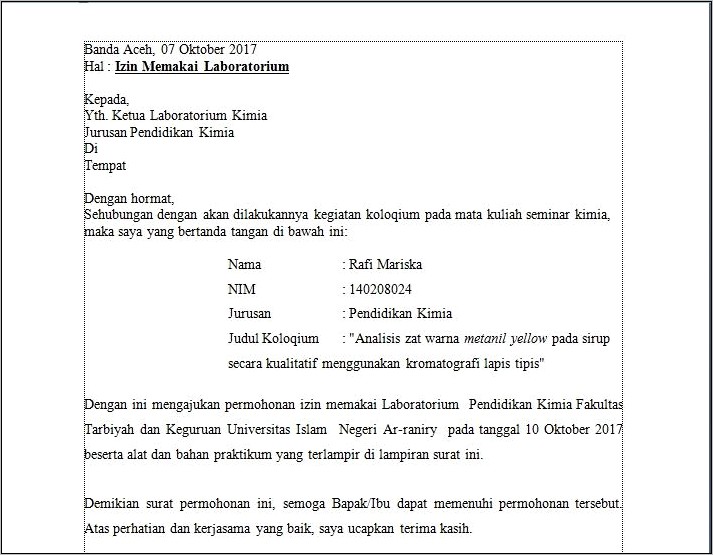 Contoh Surat Permohonan Penelitian Tugas Akhir Di Laboratorium