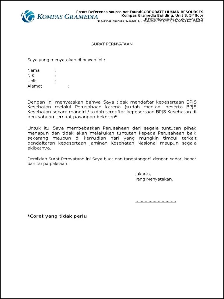 Contoh Surat Permohonan Penerbitan Sertifikat Bpjs Kesehatan