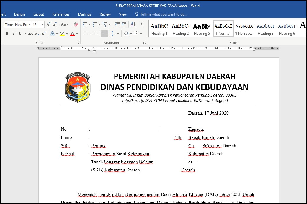 Contoh Surat Permohonan Penerbitan Sertifikat Npsn