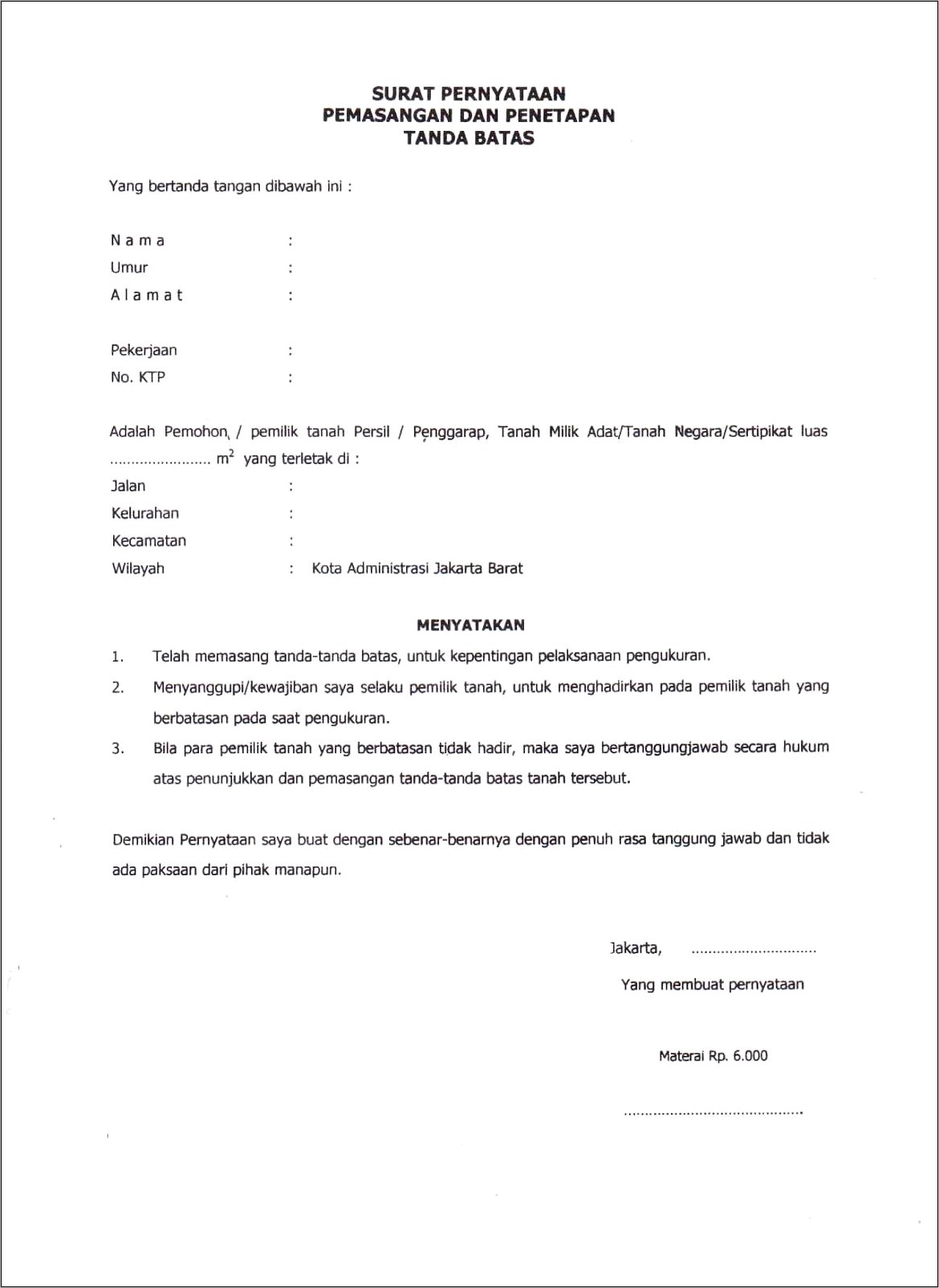 Contoh Surat Permohonan Penerbitan Sertifikat Tanah