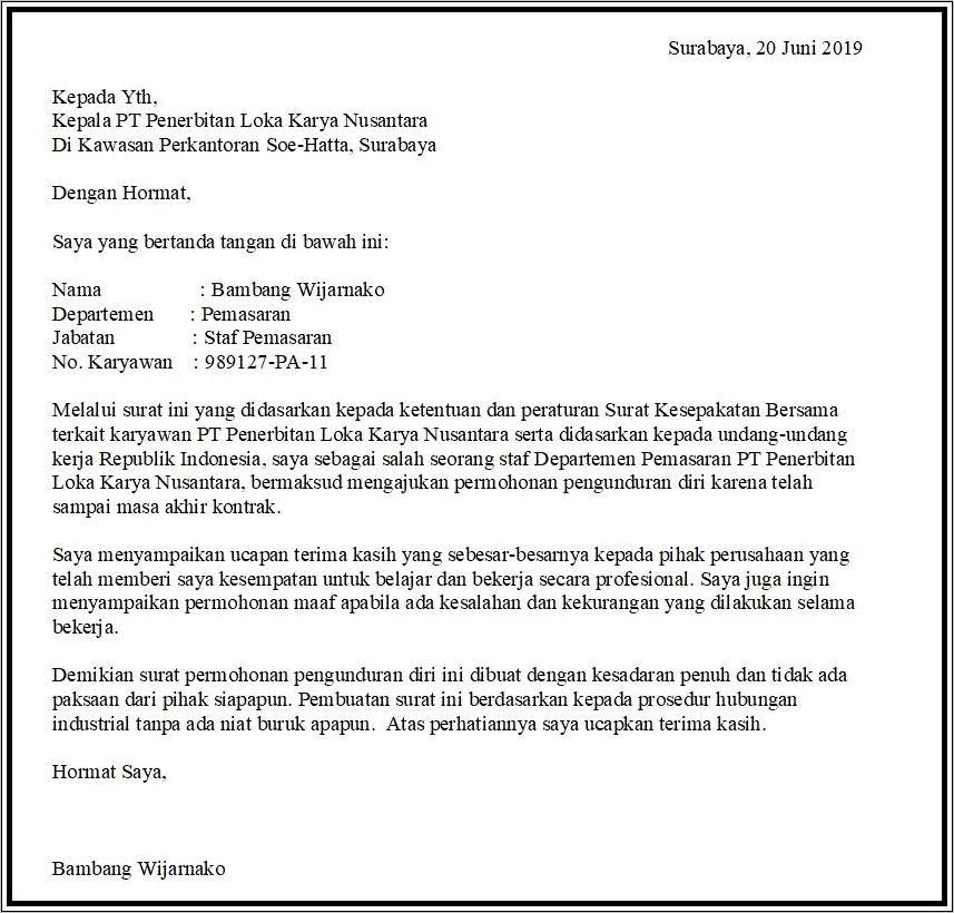Contoh Surat Permohonan Penerbitan Surat Perintah Adalah